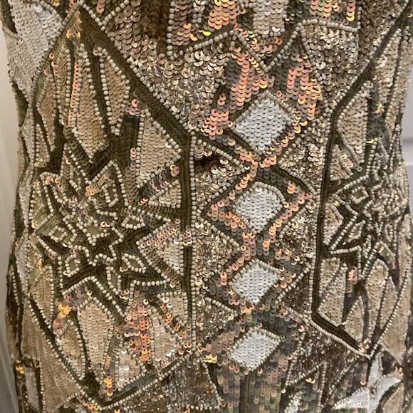 Needle & Thread Beige Sequin Dress, US6 - Picture 4 of 10